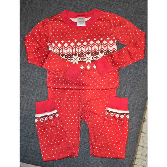 Kids Hanna Andersson Pajama Set Red/White Size 4 - Picture 3 of 4